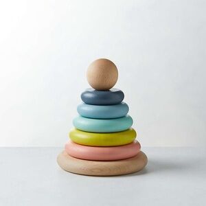 Crate & Barrel Exclusive Small Rainbow Wooden Baby Stacking Ring